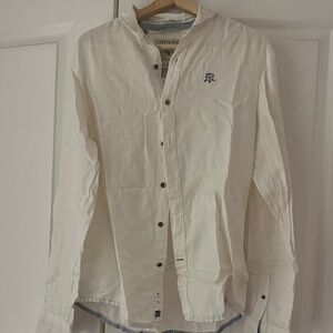 Guess Cream Button-Up Shirt with Logo